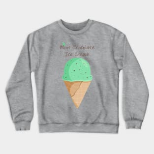 Mint Chocolate Chip Ice Cream Illustration Crewneck Sweatshirt